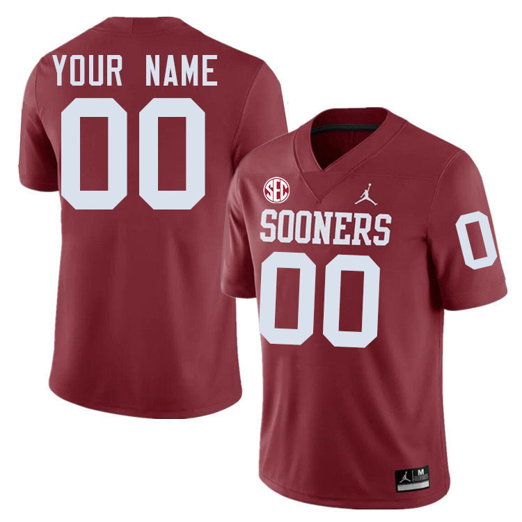 Custom Oklahoma Sooners Name And Number Football Jerseys-Crimson